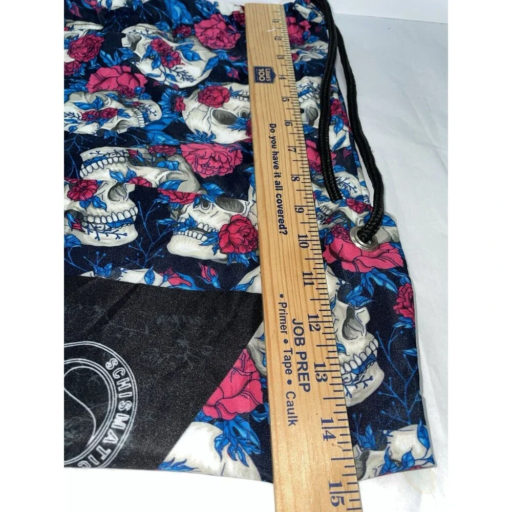 Schismatic Industries Sugar Skull Roses Drawstring Bag Cinch Sack BJJ Gear